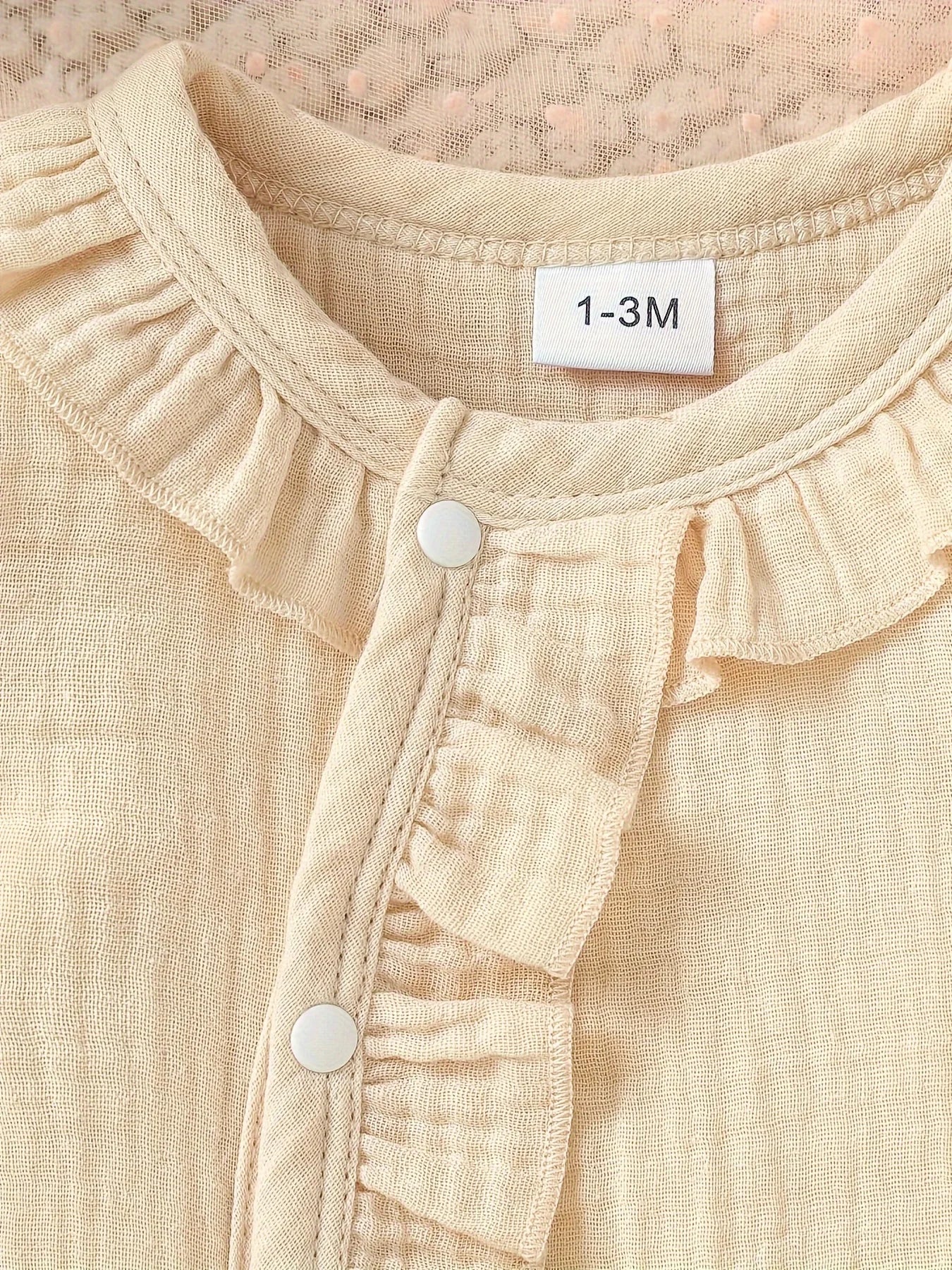 Newborn-6M Baby Girls Long Sleeve Solid Single Breasted Dressy Jumpsuit+Headband