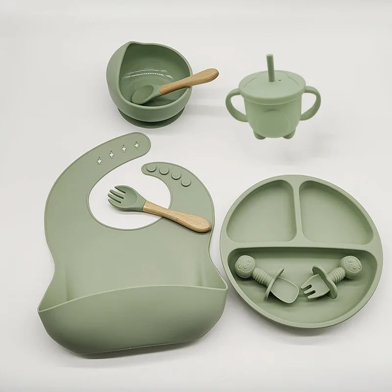 Children’s Silicone Tableware Set – 6/8-Piece Baby Feeding Kit