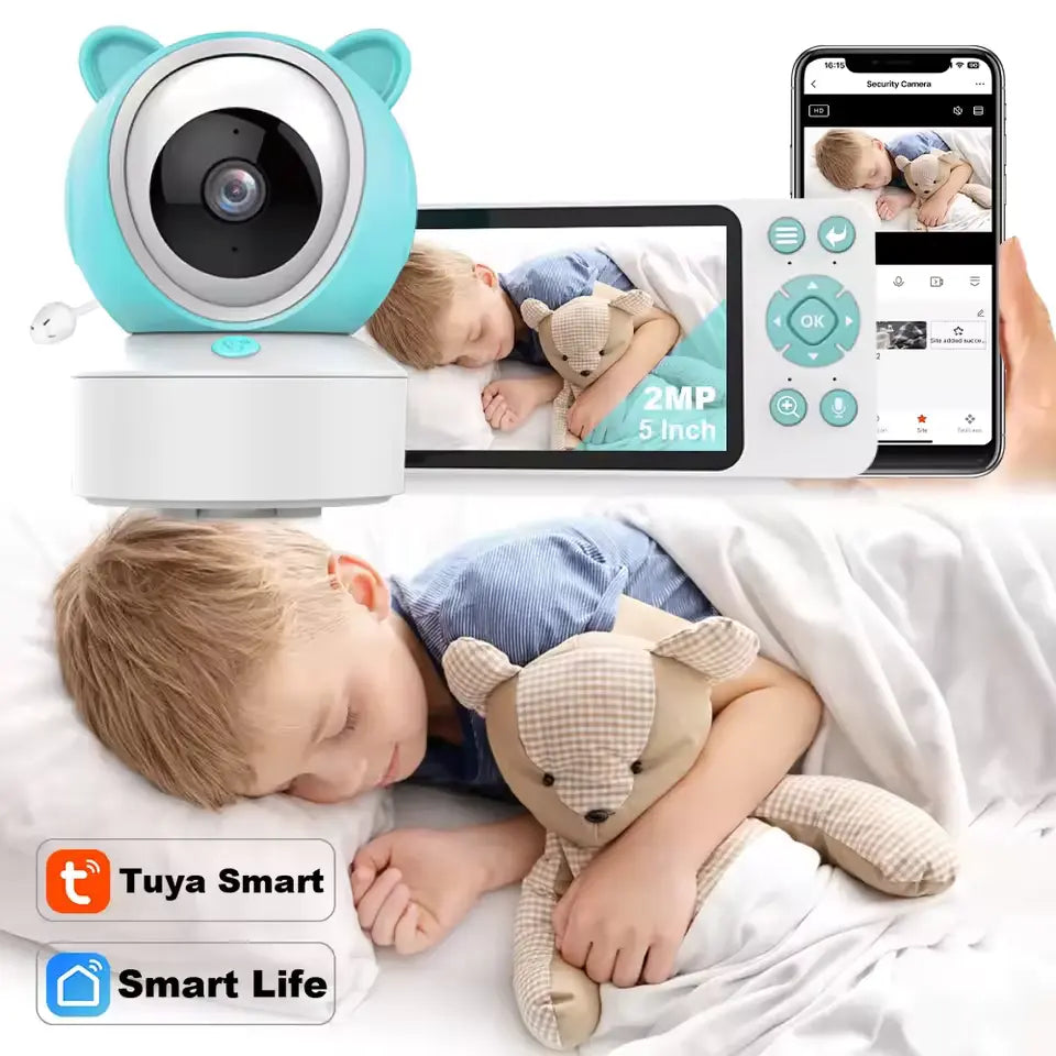 WiFi Baby Monitor – 5" Display, 32G Card, Night Vision, Lullabies
