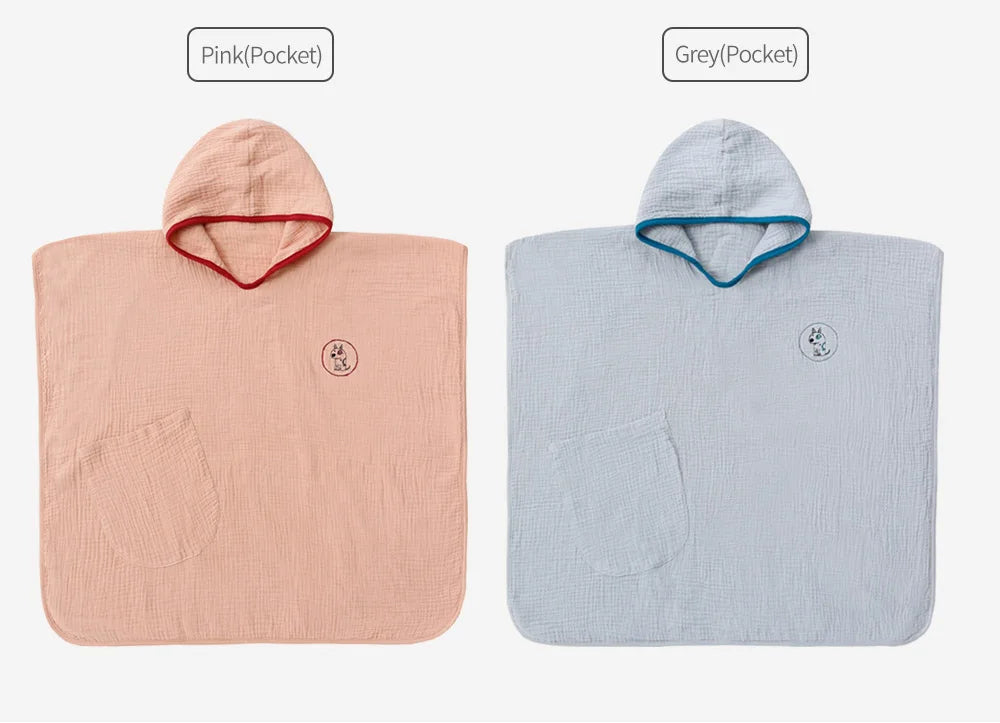 Muslin Baby Hooded Poncho Towel Children's Hooded Bath Towel Soft Kids Beach Bathing Stuff Infant Washcloth