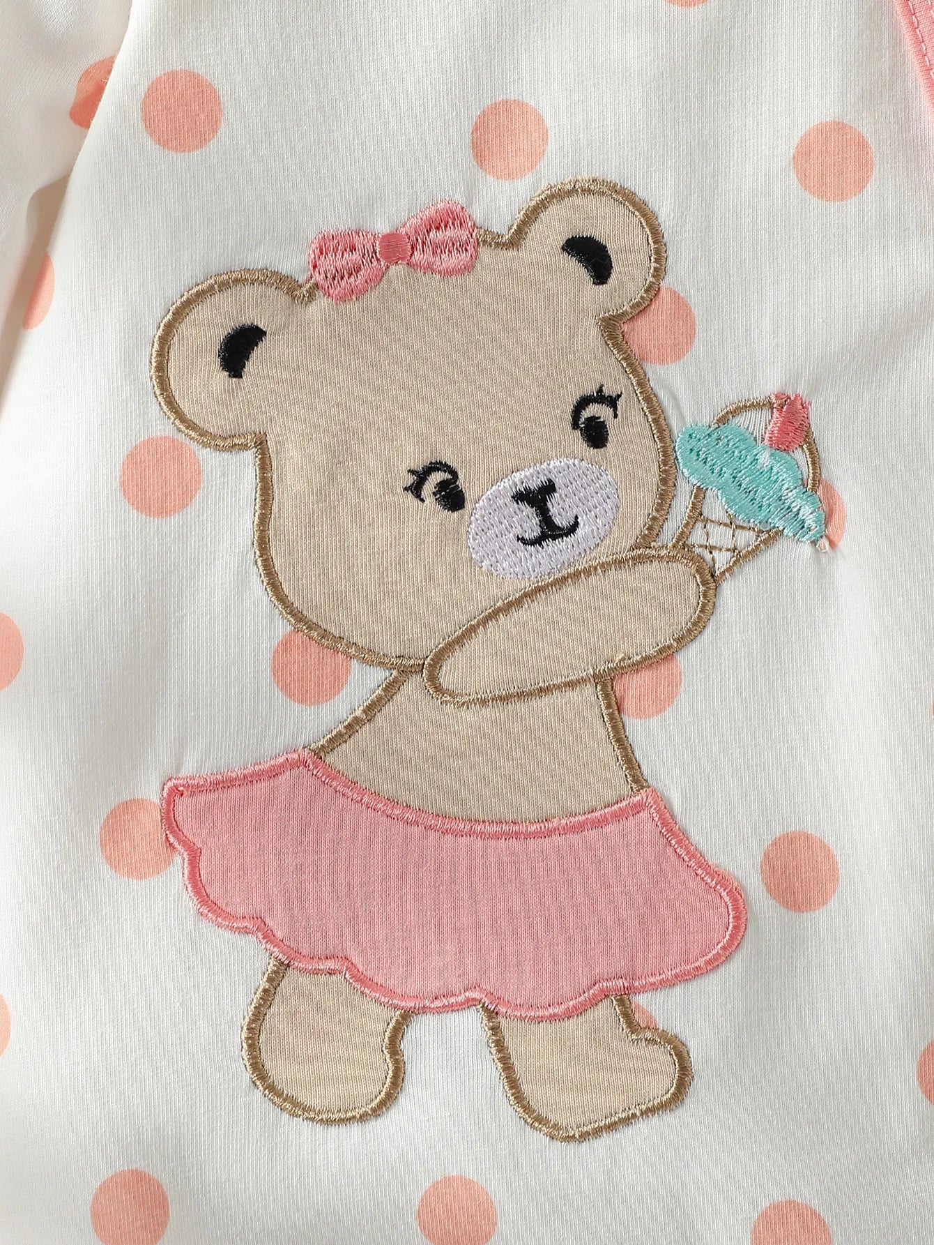 2025 Baby Girl 4PCS Bear Embroidered Jumpsuit Set – Bib, Hat & Gloves