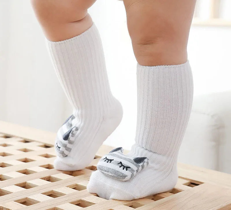 Cartoon Cotton Baby Socks – Non-Slip (Newborn to Toddler)