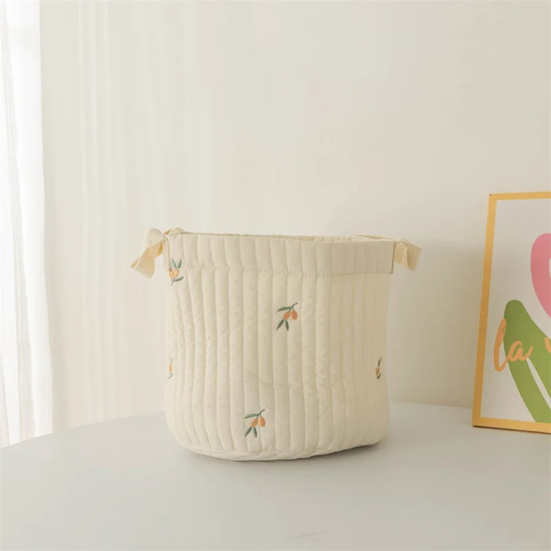 Baby Diaper Storage Bag Toys Blocks Organizer Bag Bedding Mother Tote Bottle Olives Quilted Embroidery Portable Bucket Bags