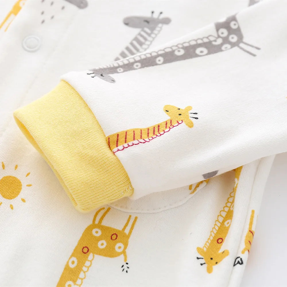 3-12M Autumn Baby jumpsuit Footies long sleeve clothes Infants romper cotton print boys onesies giraffe Cartoon baby underwear
