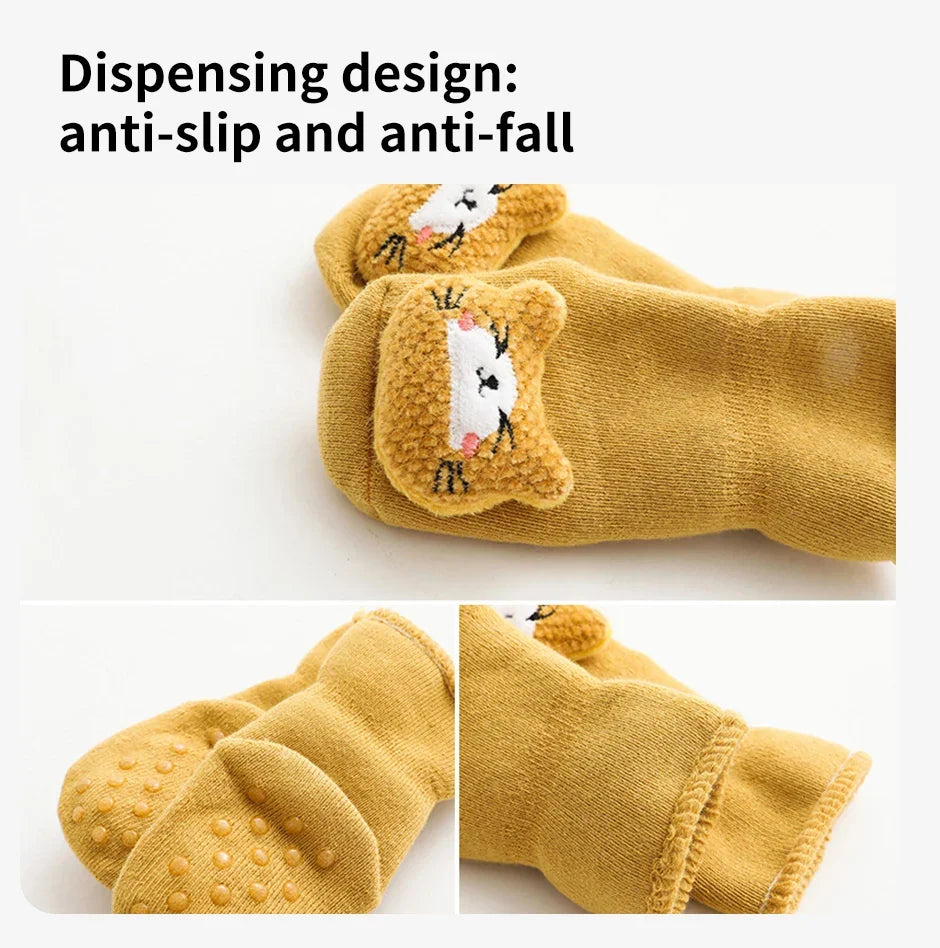 Warm Anti-Slip Cartoon Baby Socks – Winter Indoor (Unisex)