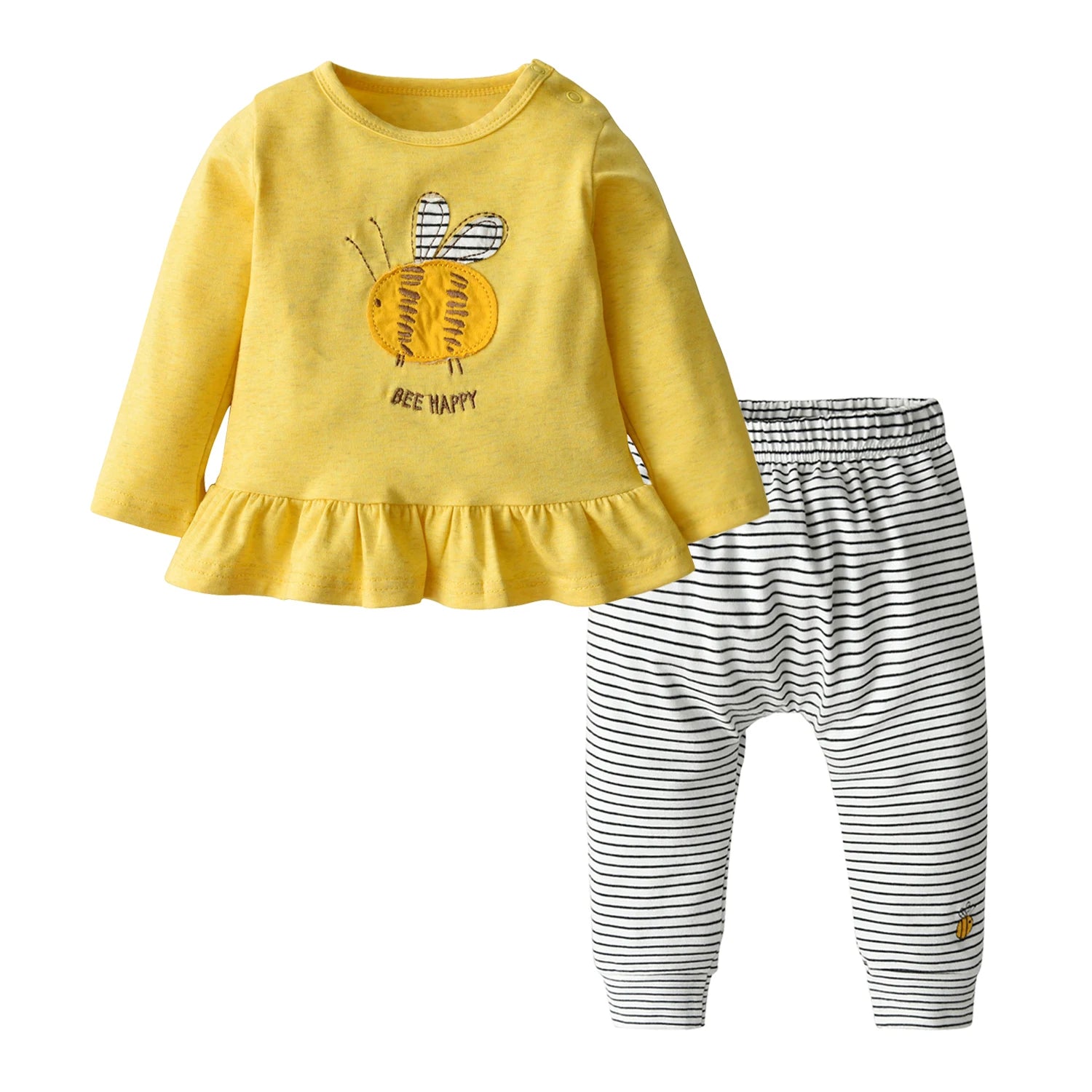Casual Toddler Kids Baby Girl 2PCS Clothes Set for 1 2 3 4 T Spring Autumn Bee Printed Long Sleeve Top and Pants Outfit for Girl