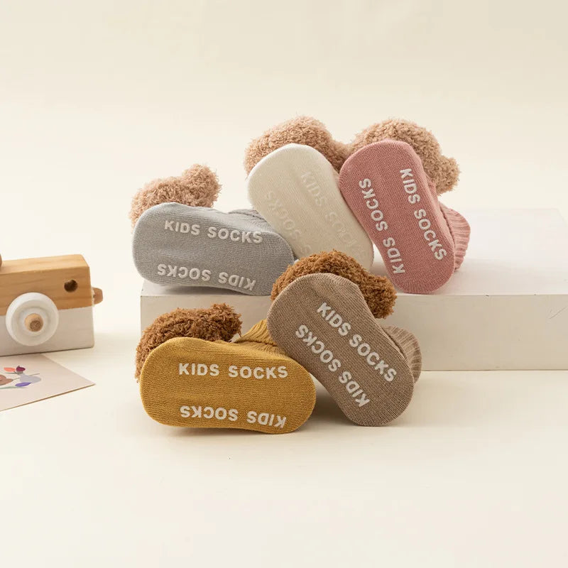 Cute Cartoon Bear Baby Socks – Anti-Slip Cotton (Spring & Autumn)