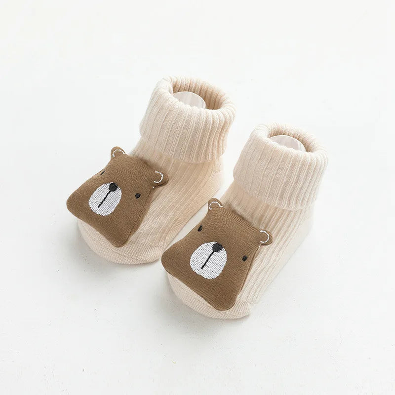 Cartoon Cotton Baby Socks – Non-Slip (Newborn to Toddler)