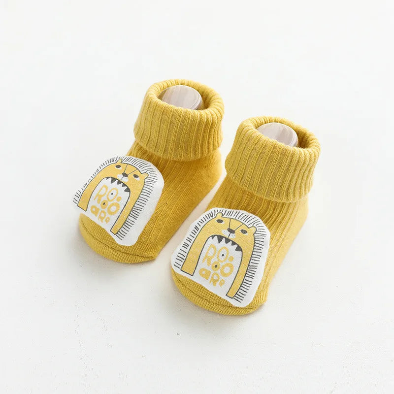 Cartoon Cotton Baby Socks – Non-Slip (Newborn to Toddler)