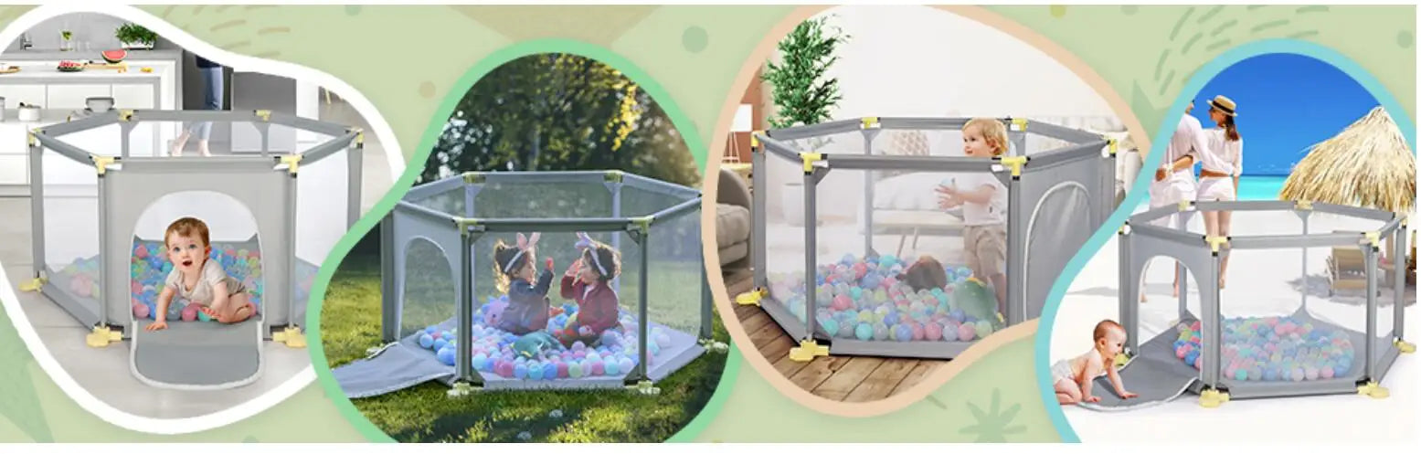Baby Playpen, 6 Panel Playpen for Baby and Toddlers with Breathable Mesh and 30 Play Balls, Indoor Outdoor Baby Fence