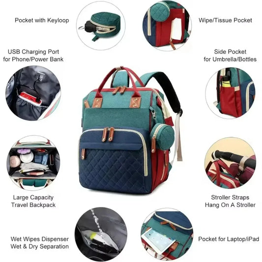 Baby diaper backpack toddler diaper backpack with diaper changing pad mom and dad travel large capacity backpack baby bag