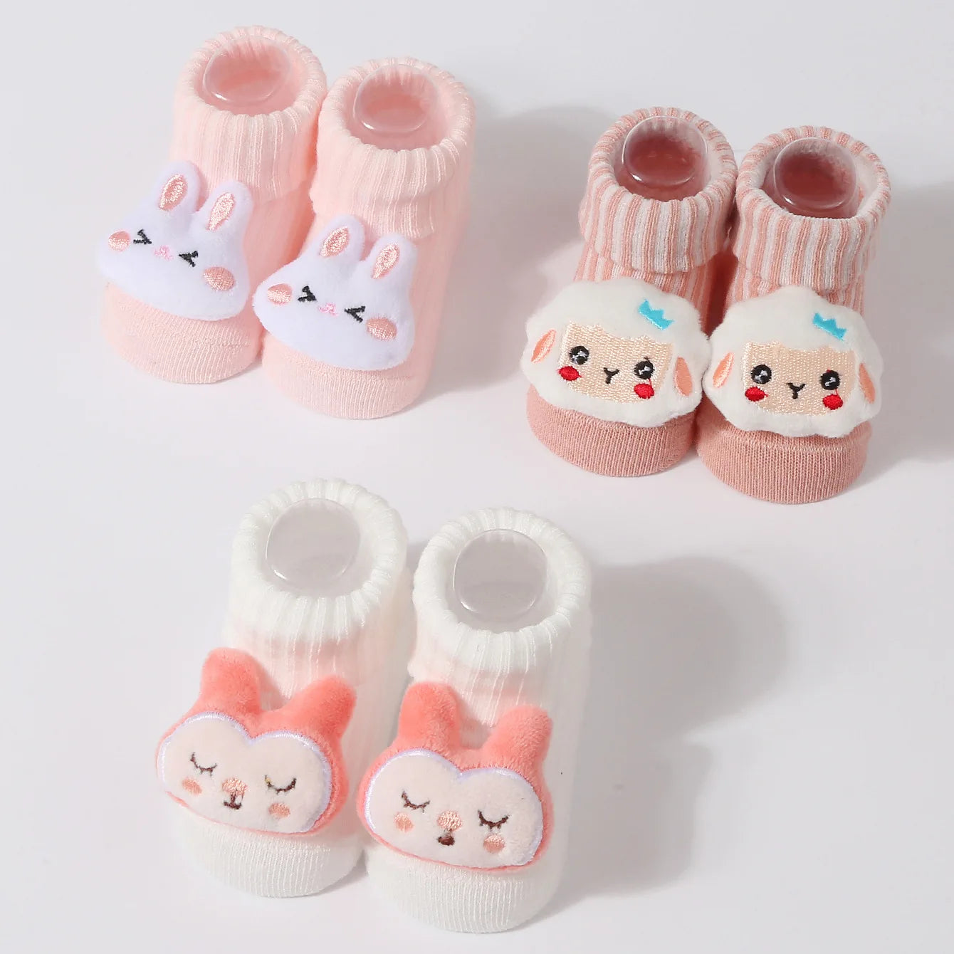 Kawaii 3D Animal Baby Socks – Soft Cotton (0–6 Months)
