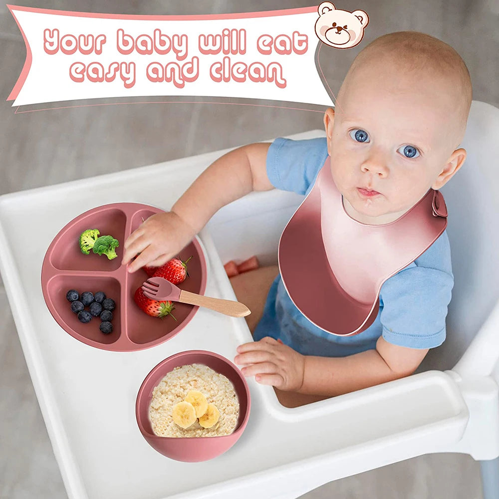 Children’s Silicone Tableware Set – 6/8-Piece Baby Feeding Kit