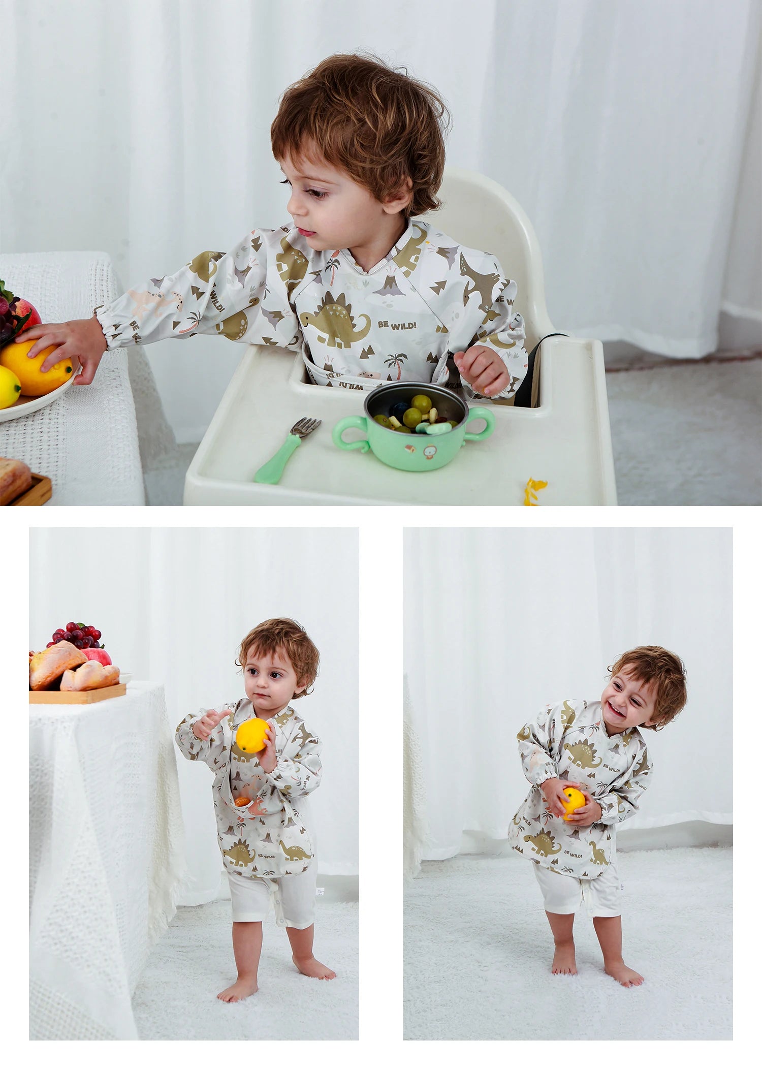 New Baby's Waterproof Long Sleeve Apron with Pocket Toddler Burp Cloth Boys Girls Anti-dirty Art Smock Baby Stuff Denmark bib