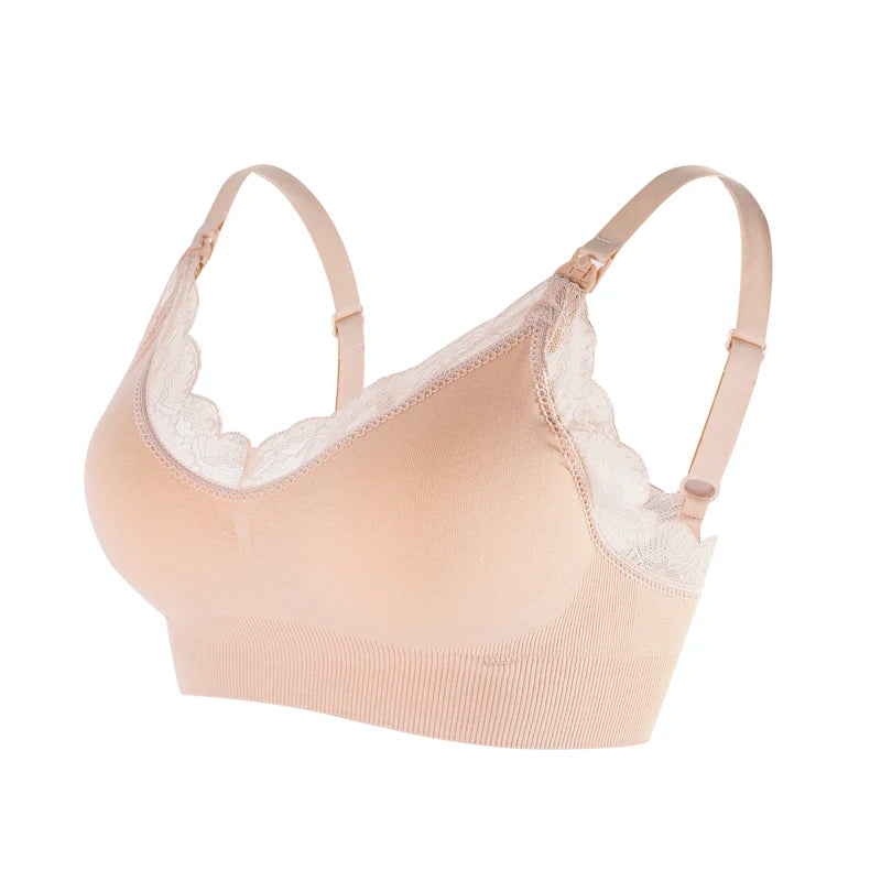 Wireless Front Open Nursing Bra Soft Lace Breathable Seamless Maternity Breastfeeding Bras Maternal Support For Pregnant Women