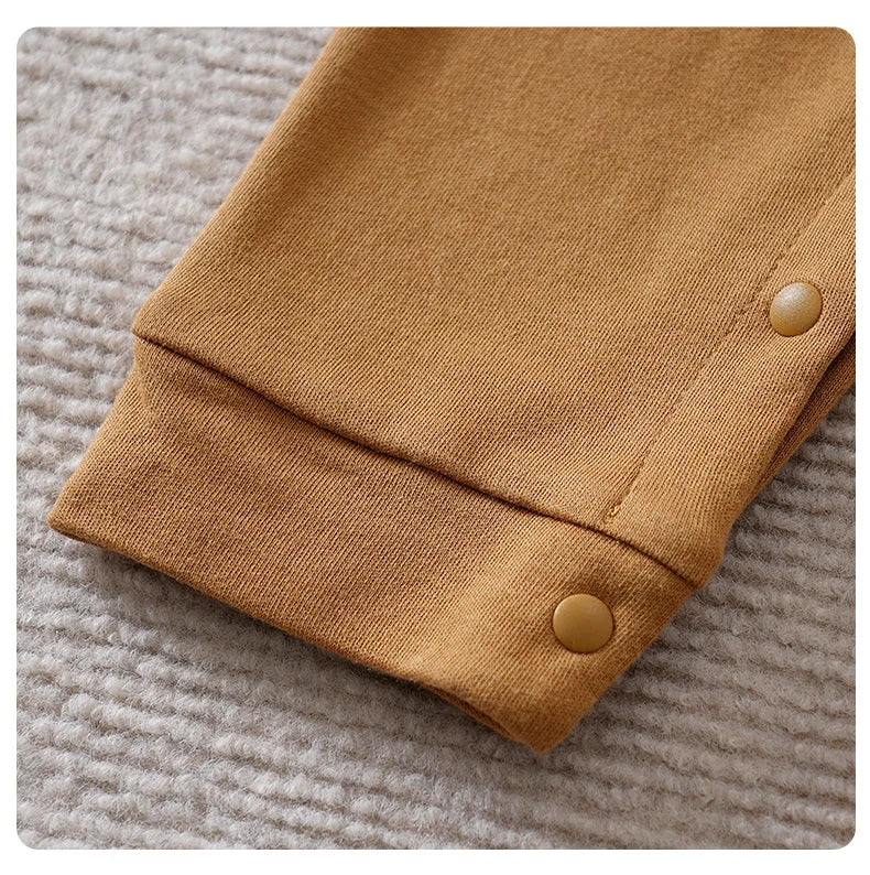 0-18Months Boys and Girls Baby Spring and Autumn Long-Sleeve Romper Fake Suspenders Beige Bear Stripes 100% Cotton baby clothes