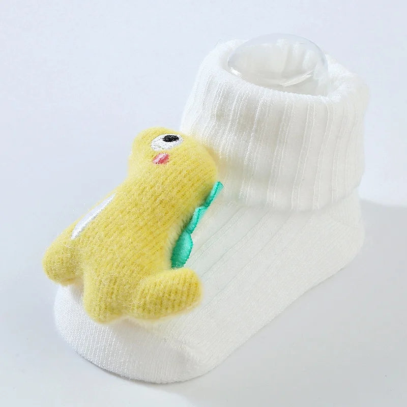 Cute Dinosaur Baby Socks – Soft Cotton Anti-Slip (0–12 Months)