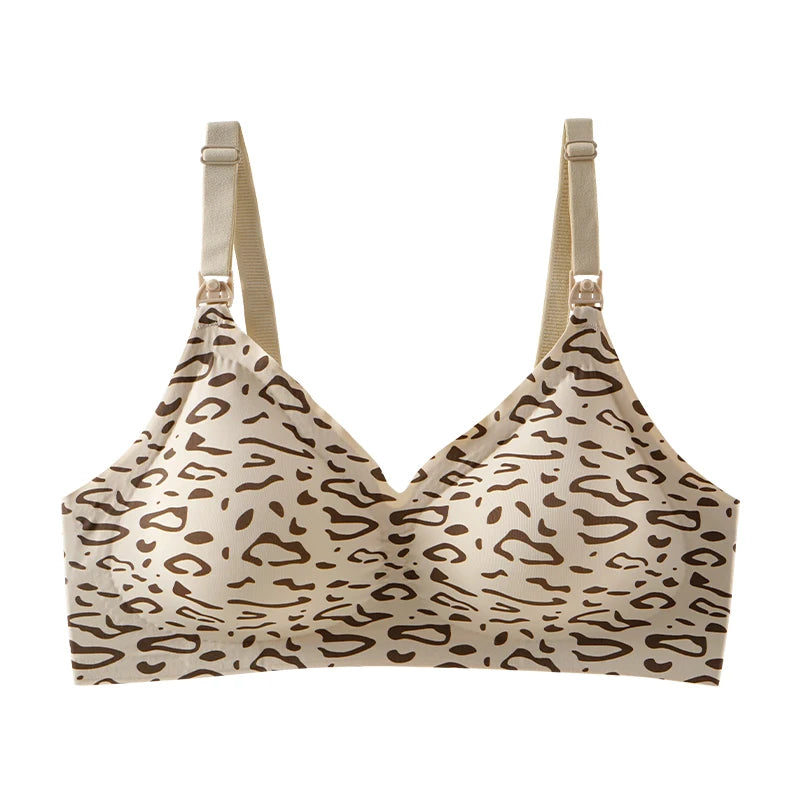 Leopard Print Maternity Nursing Bra – Wireless & Supportive