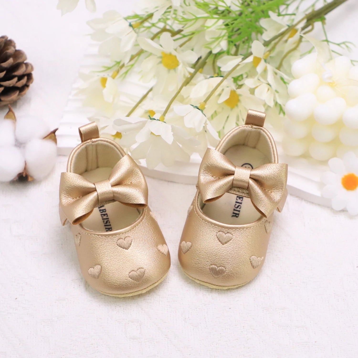 Love Embroidered Baby Girl Shoes – Soft First Step Walkers