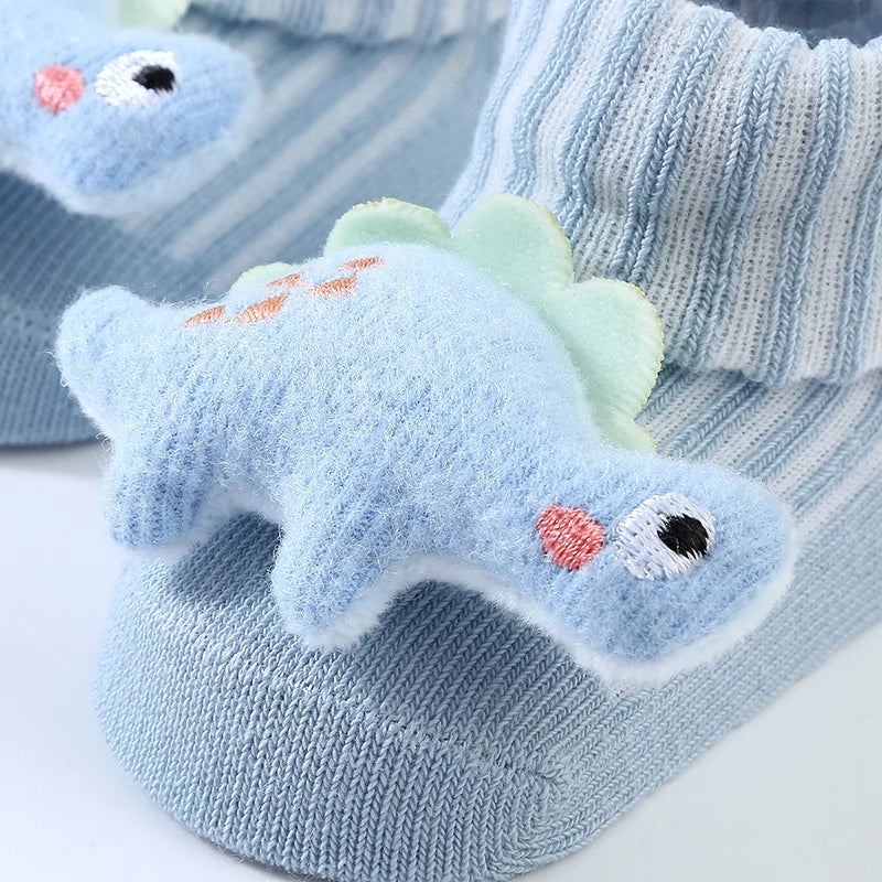 Cute Dinosaur Baby Socks – Soft Cotton Anti-Slip (0–12 Months)