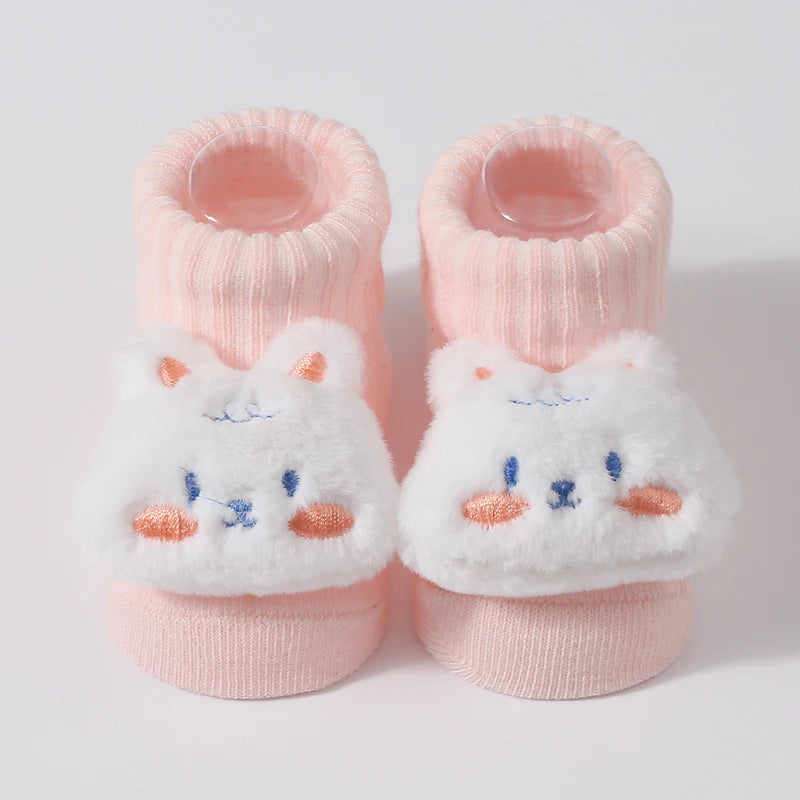 3D Doll Cotton Baby Tube Socks – Newborn (0–6 Months)