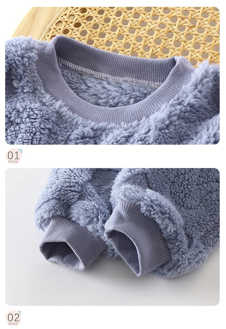 Childrens Pajama Set Warm Autumn and Winter Boys and GirlsThick Home Clothes Baby Plush Clothes KidsClothes