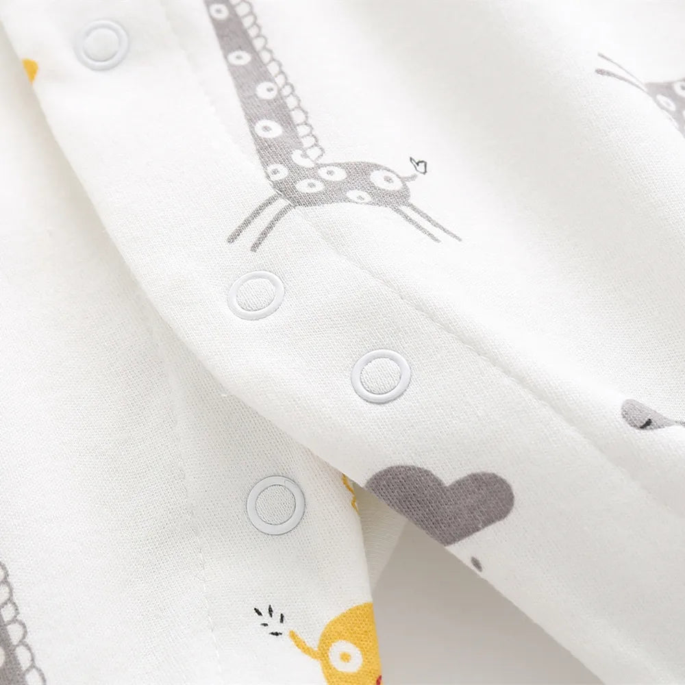 3-12M Autumn Baby jumpsuit Footies long sleeve clothes Infants romper cotton print boys onesies giraffe Cartoon baby underwear