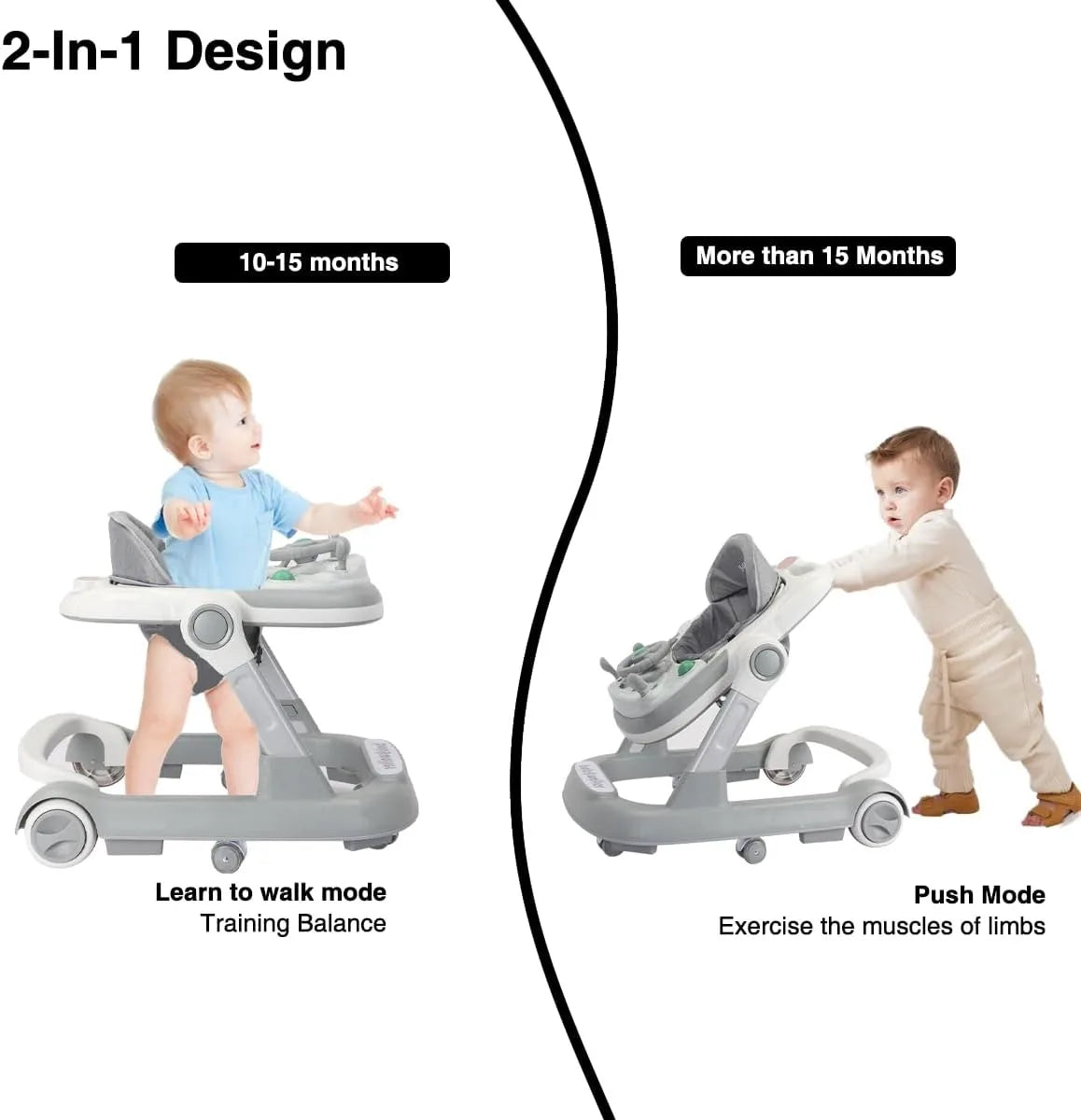 Foldable 2-in-1 Baby Walker – Push Toy, Feeding & Music Tray