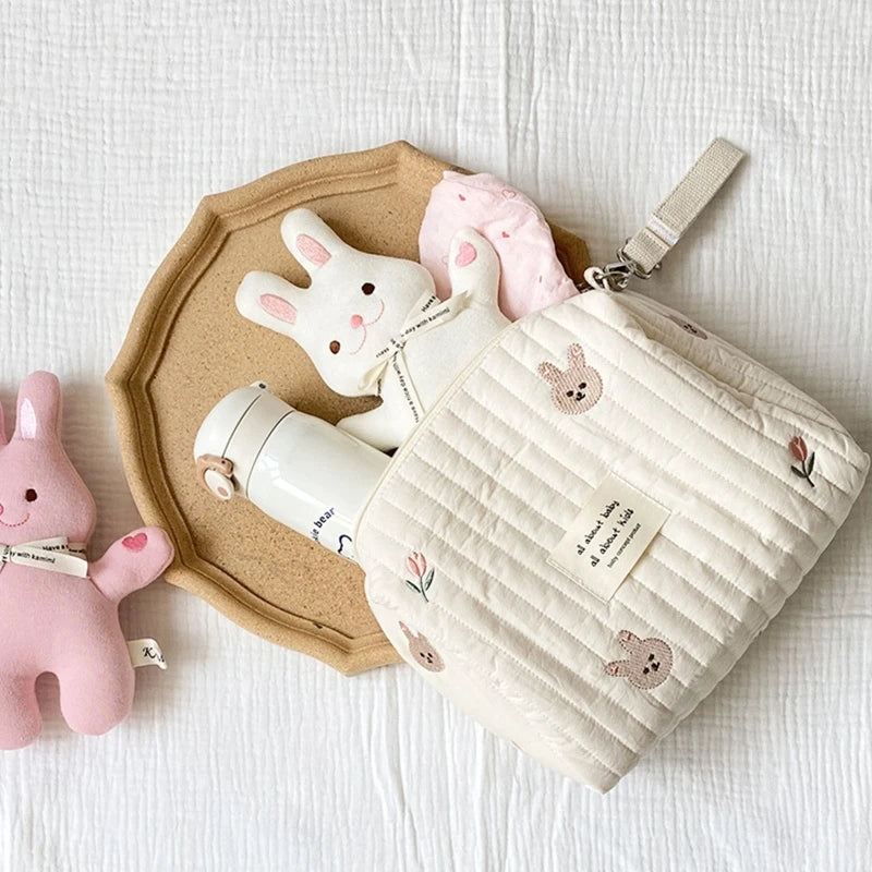 Bear Embroidered Stroller Organizer Diaper & Nursing Pouch