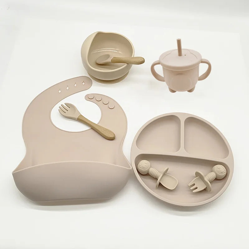 Children’s Silicone Tableware Set – 6/8-Piece Baby Feeding Kit