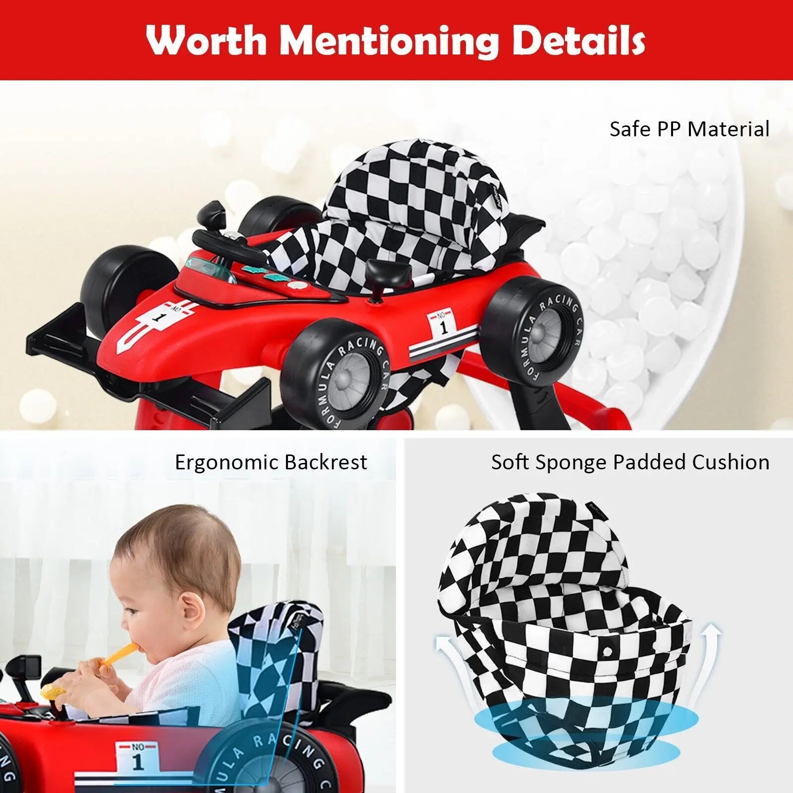 ERGOMASTER 4-in-1 Foldable Baby Walker with Activity Tray