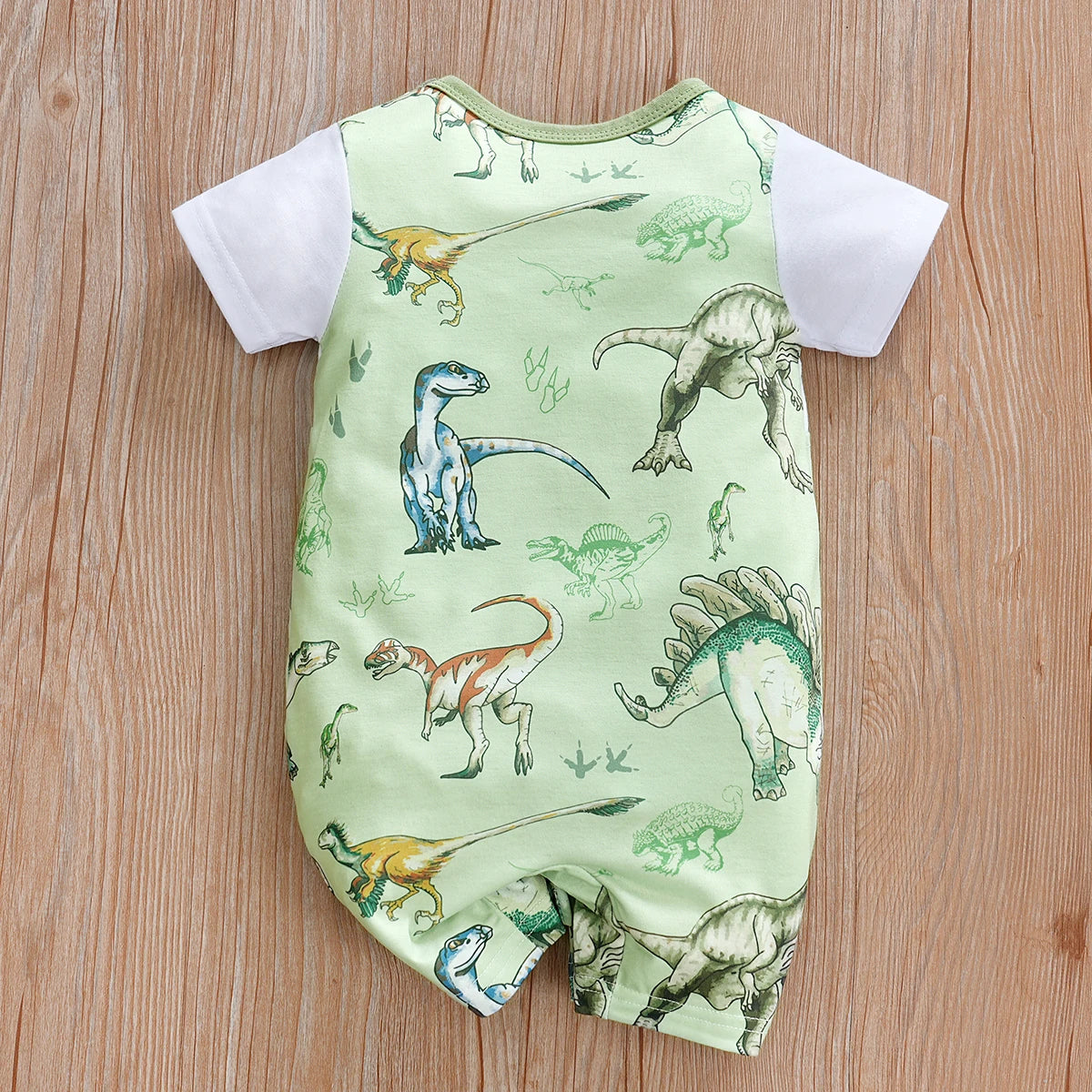 IURNXB Newborn Baby Overall Romper for Boys Infant Short Sleeve Dinosaur Printed One Piece Outfit Summer Bodysuit 0-12M