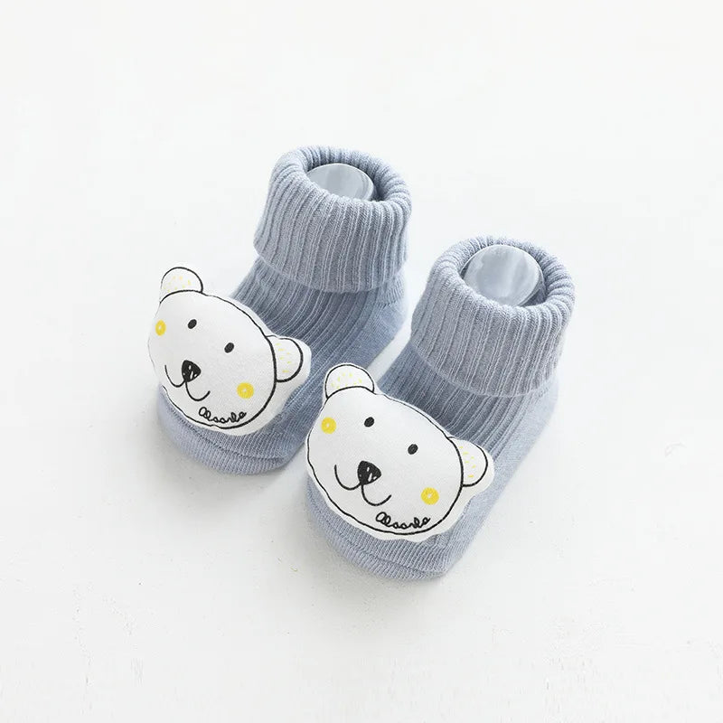 Cartoon Cotton Baby Socks – Non-Slip (Newborn to Toddler)