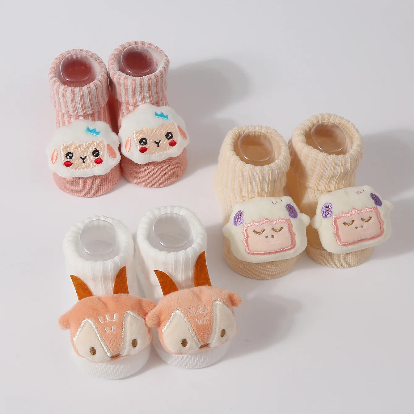 Kawaii 3D Animal Baby Socks – Soft Cotton (0–6 Months)