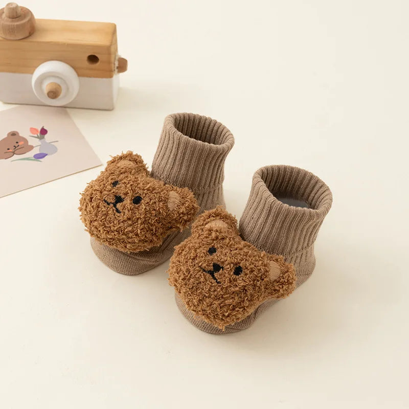 Cute Cartoon Bear Baby Socks – Anti-Slip Cotton (Spring & Autumn)