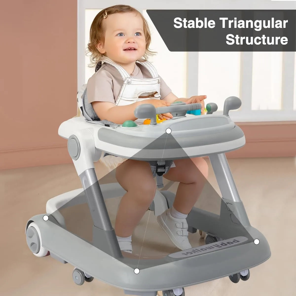 Foldable 2-in-1 Baby Walker – Push Toy, Feeding & Music Tray