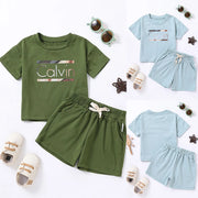 2pcs Kids Summer Boys Girls Short Sleeve Shorts Sports Suit Casual Fashion Letter Printed Kids Trendy Clothing