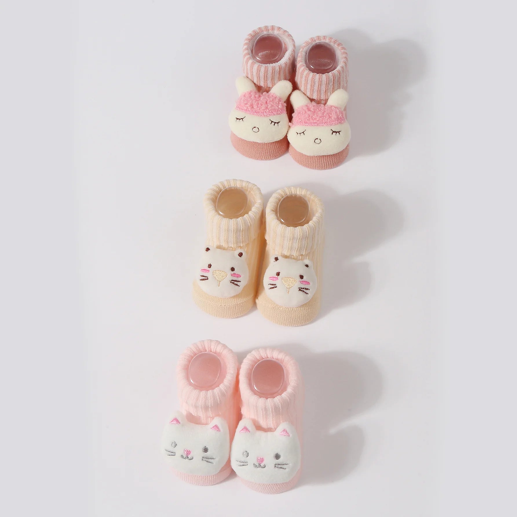 Kawaii 3D Animal Baby Socks – Soft Cotton (0–6 Months)