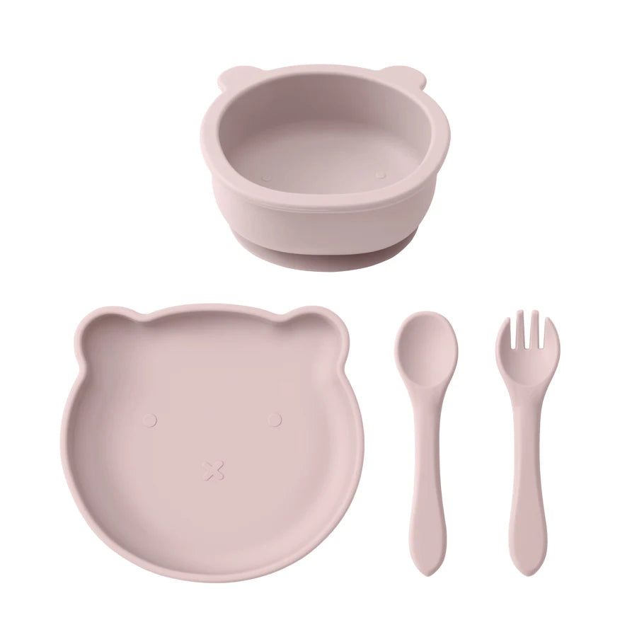 (Set of 4)Children Tableware Set - Baby Silicone Tableware
