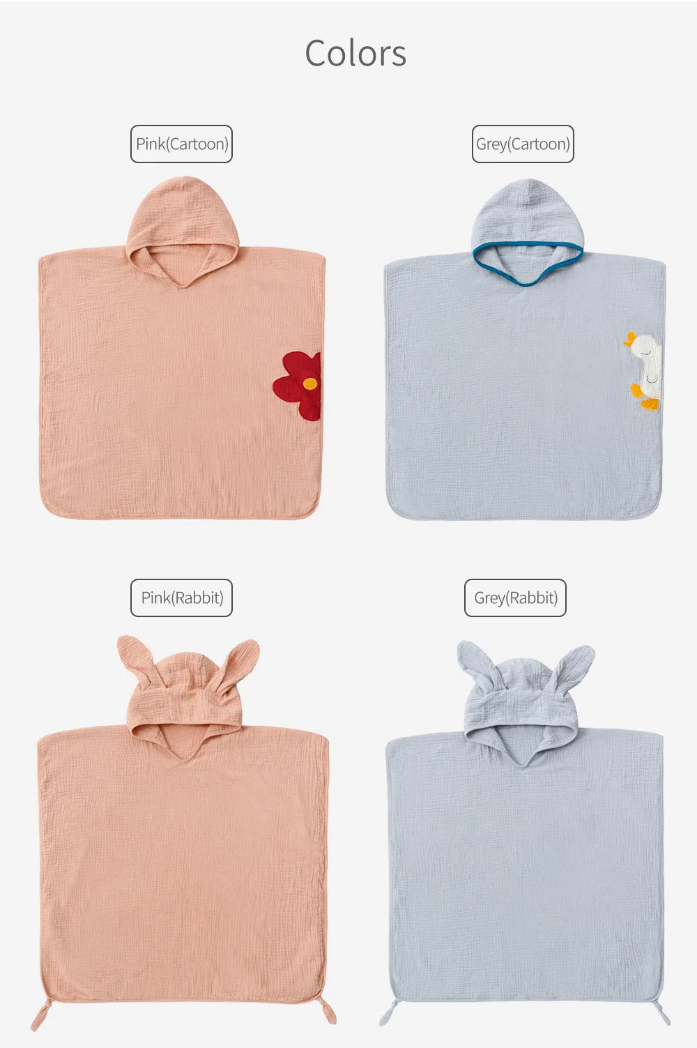 Muslin Baby Hooded Poncho Towel Children's Hooded Bath Towel Soft Kids Beach Bathing Stuff Infant Washcloth
