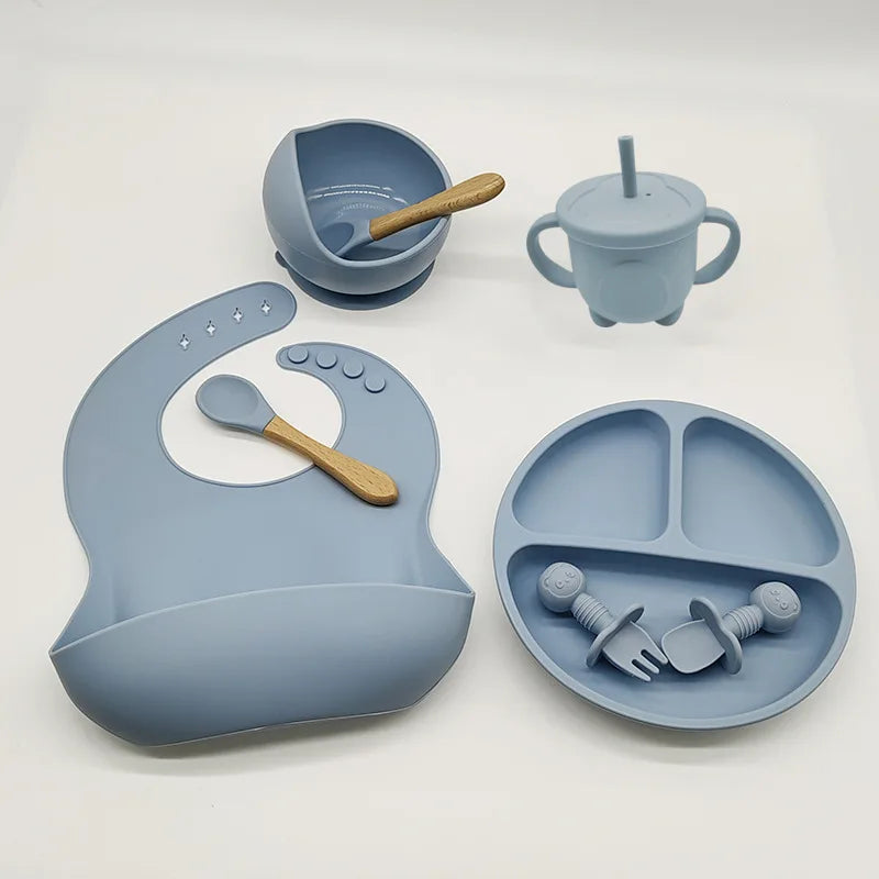 Children’s Silicone Tableware Set – 6/8-Piece Baby Feeding Kit