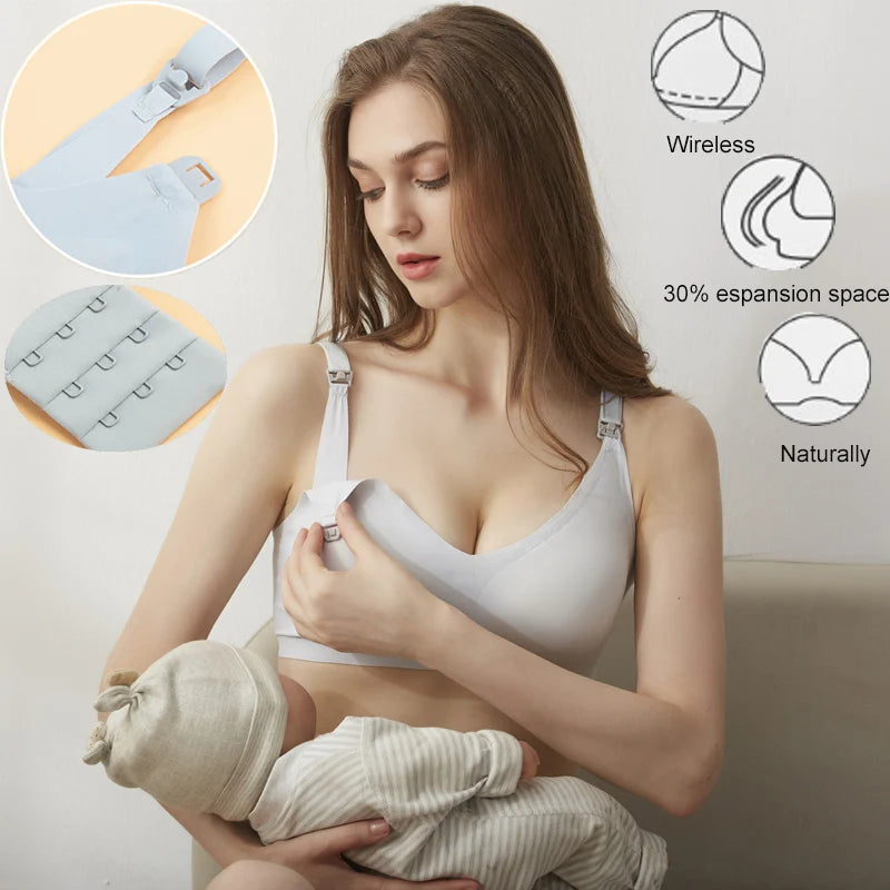 Ultra Thin Laser Cutting Ladies Feeding Bra Seamless Removable Padded Breastfeeding Bras Plus Size Push Up Maternity Support Bra