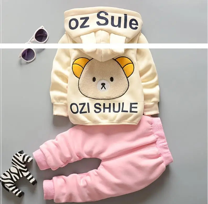 Children's Autumn and Winter Set 2024 Boys and Girls Cartoon Plush Coat+Hooded Vest+Pants Set Baby Warm Three Piece Set 0-4Y