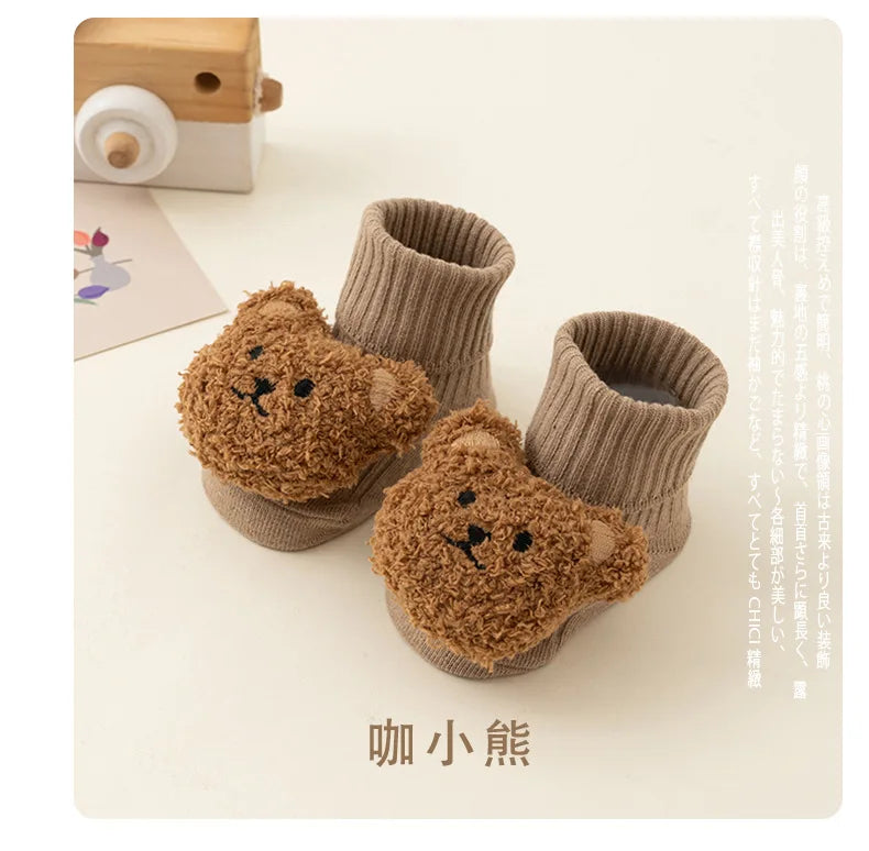 Cute Cartoon Bear Baby Socks – Anti-Slip Cotton (Spring & Autumn)