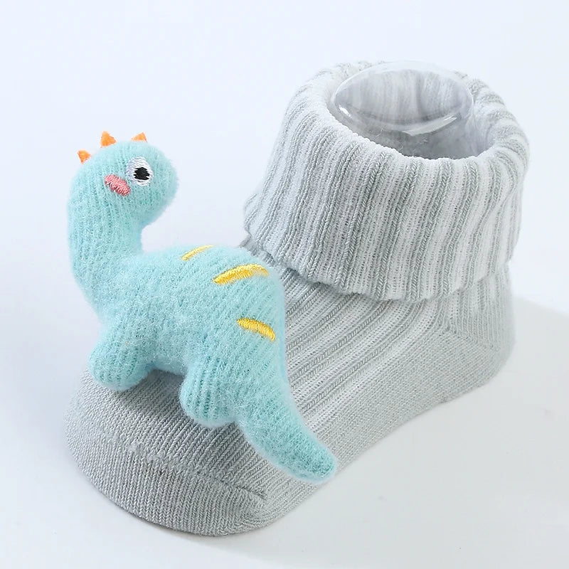 Cute Dinosaur Baby Socks – Soft Cotton Anti-Slip (0–12 Months)