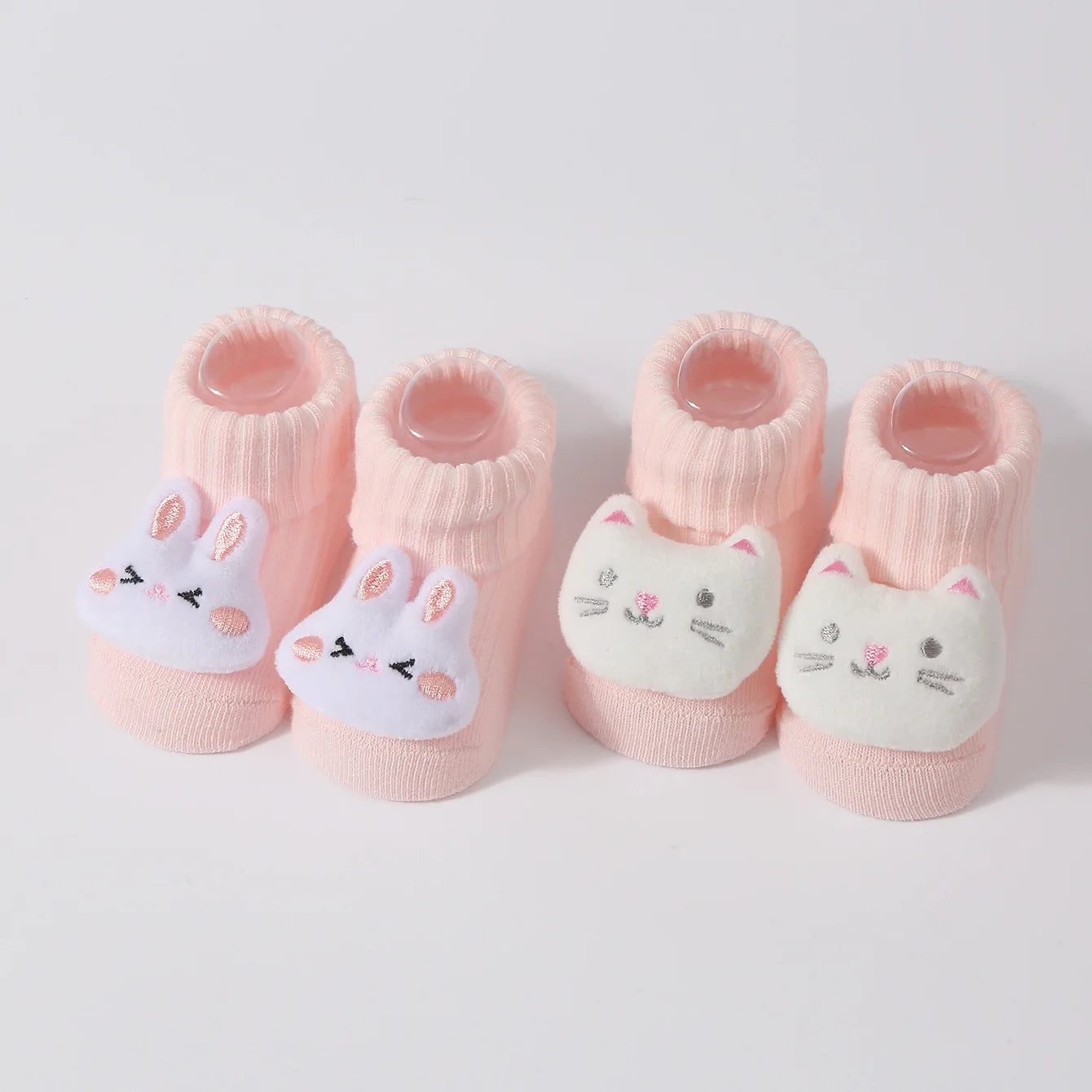 Kawaii 3D Animal Baby Socks – Soft Cotton (0–6 Months)