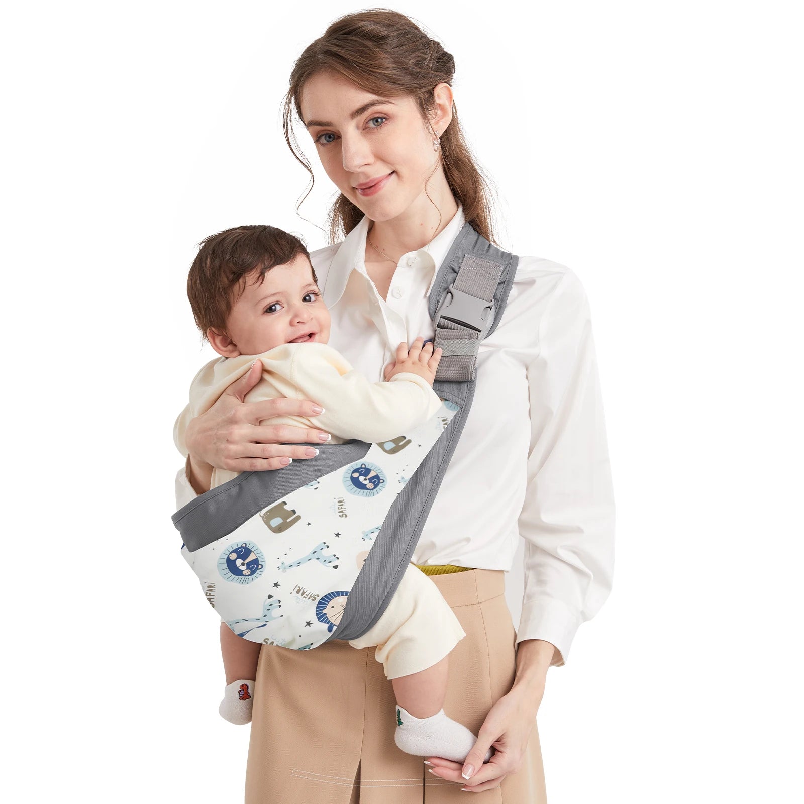 Baby Sling, Adjustable Baby Sling Carrier with Thick Shoulder Straps for Newborn, Infant, Toddler, 0-36 Months (Cartoon)