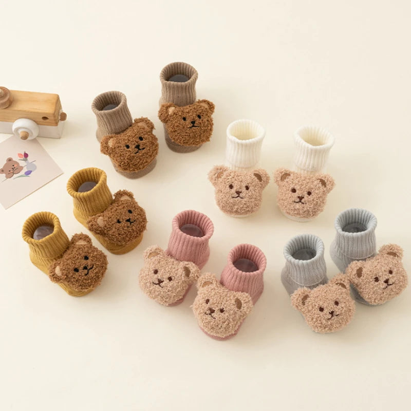 Cute Cartoon Bear Baby Socks – Anti-Slip Cotton (Spring & Autumn)