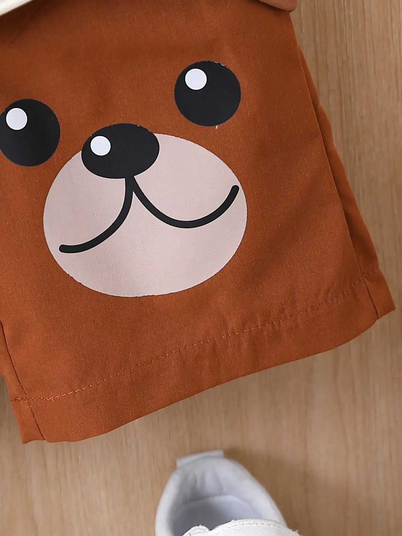 2-Piece Young Boy Casual Cartoon Bear Print Round Neck Short-Sleeved T-Shirt and Shorts Set Suitable for Summer Sports Suitable for Daily Use Suitable for Going to School and Travel