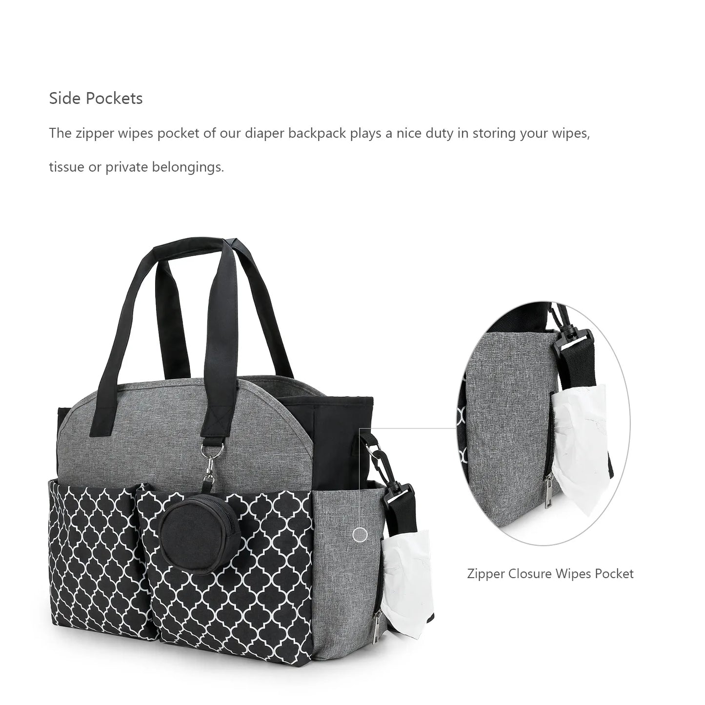 Baby Changing Carrier Bag with  Shoulder Strap Portable Waterproof and Large Capacity